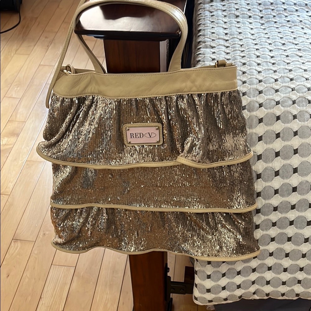 RED Valentino Shimmering Gold Sequin Bag